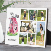 Monogram Pink Golf Foto Collage Fotoplatte