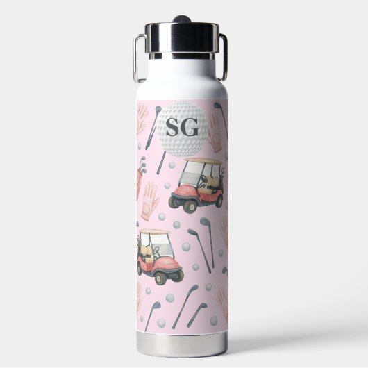 Monogram Pink Golf Gear  Trinkflasche (Vorderseite)