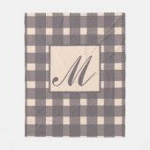 Monogram Pink Gray Gingham Pattern Fleecedecke (Vorderseite)