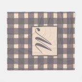 Monogram Pink Gray Gingham Pattern Fleecedecke (Vorderseite (Horizontal))