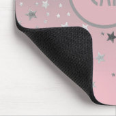 Monogram Pink Gray Stars Ombre Trendy Chic Mousepad (Ecke)