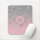 Monogram Pink Gray Stars Ombre Trendy Chic Mousepad (Mit Mouse)