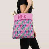 Monogram Pink Green Blue Floral Bright Tropical Tasche (Von Nahem)