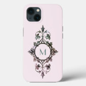 Monogram Pink Green Blüh Chic Verziert Girly Case-Mate iPhone Hülle (Rückseite)
