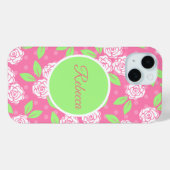 Monogram Pink Green Floral Trendy Chic Case-Mate iPhone Hülle (Rückseite (Horizontal))