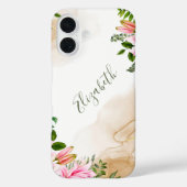 Monogram Pink Green Gold Floral Alcohol Tinte Case-Mate iPhone Hülle (Rückseite)
