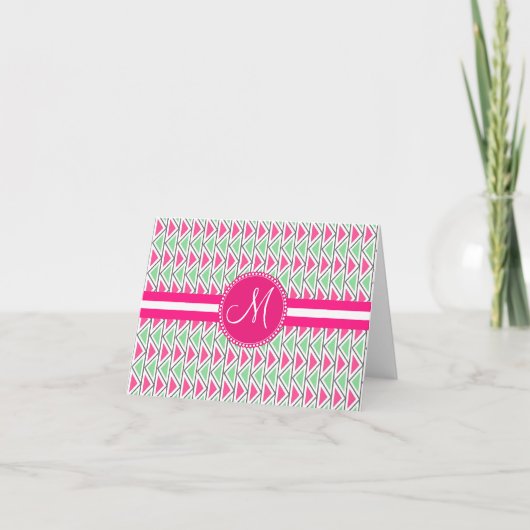 Monogram Pink Green Graangle Tribal Muster (Vorderseite)