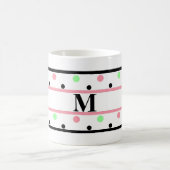 Monogram Pink Green Polka Dots Kaffeetasse (Mittel)