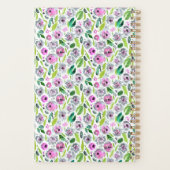 Monogram Pink Grey Boho Aquarell Floral Planer (Rückseite)