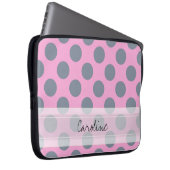 Monogram Pink Grey Chic Polka Dot Pattern Laptopschutzhülle (Vorne Rechts)
