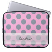 Monogram Pink Grey Chic Polka Dot Pattern Laptopschutzhülle (Vorderseite)
