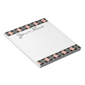 Monogram Pink Grey Geometric Ikat Square Pattern Notizblock (angewinkelt)
