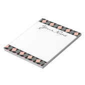 Monogram Pink Grey Geometric Ikat Square Pattern Notizblock (Rotiert)