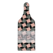 Monogram Pink Grey Geometric Ikat Square Pattern Schneidebrett (Vorderseite)