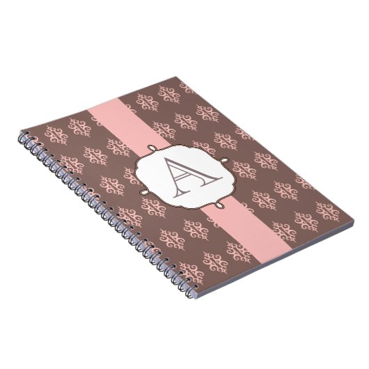Monogram Pink Grey Lace Notebook Geschenk Notizblock (Rechte Seite)