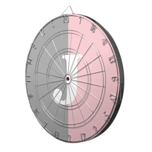 Monogram Pink Grey White Girl House Party Dartscheibe (Vorderseite rechts)
