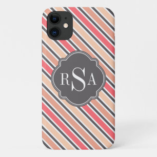 Monogram Pink Grey White Stripe Muster Case-Mate iPhone Hülle