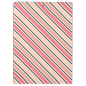 Monogram Pink Grey White Stripe Muster Klemmbrett (Rückseite)