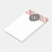 Monogram Pink Grey White Stripe Muster Post-it Klebezettel (angewinkelt)
