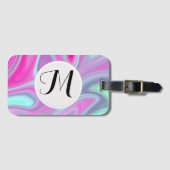 Monogram Pink Grüne Farbe Abstrakt fein Gepäckanhänger (Vorderseite (Horizontal))