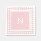 Monogram Pink Hahnentrittmuster Karo Serviette (Vorderseite)