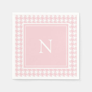 Monogram Pink Hahnentrittmuster Karo Serviette