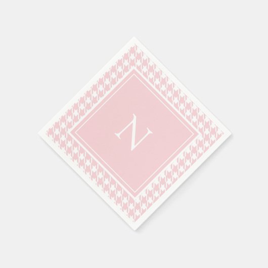 Monogram Pink Hahnentrittmuster Karo Serviette (Ecke)