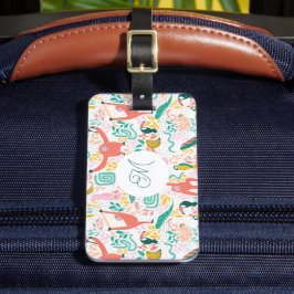 Monogram Pink Happle Jungle Animal Monkey Gepäckanhänger
