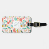Monogram Pink Happle Jungle Animal Monkey Gepäckanhänger (Vorderseite horizontal)