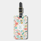 Monogram Pink Happle Jungle Animal Monkey Gepäckanhänger (Vorderseite vertikal)