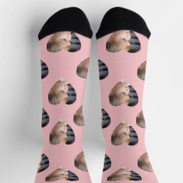 Monogram Pink Hearts Kids Foto Custom Face Socken