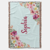 Monogram Pink Hibiskus Blume Tropenflora Decke (Vorderseite Vertikal)