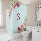 Monogram Pink Hibiskus Blume Tropenflora Duschvorhang (Beispiel)