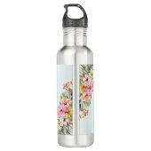 Monogram Pink Hibiskus Blume Tropenflora Edelstahlflasche (Rückseite)