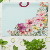 Monogram Pink Hibiskus Blume Tropenflora Geschirrtuch (Gefaltet)