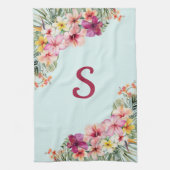 Monogram Pink Hibiskus Blume Tropenflora Geschirrtuch (Vertikal)