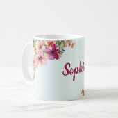 Monogram Pink Hibiskus Blume Tropenflora Kaffeetasse (Vorderseite Links)