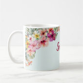 Monogram Pink Hibiskus Blume Tropenflora Kaffeetasse (Links)