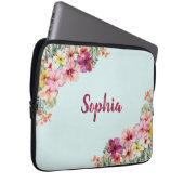 Monogram Pink Hibiskus Blume Tropenflora Laptopschutzhülle (Vorne Rechts)