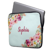 Monogram Pink Hibiskus Blume Tropenflora Laptopschutzhülle (Vorderseite Links)