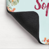 Monogram Pink Hibiskus Blume Tropenflora Mousepad (Ecke)