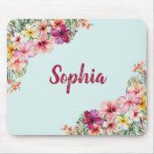 Monogram Pink Hibiskus Blume Tropenflora Mousepad (Vorne)