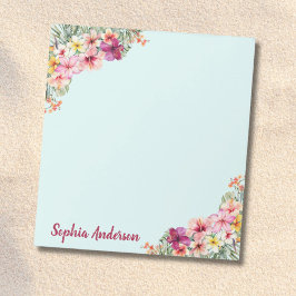 Monogram Pink Hibiskus Blume Tropenflora Notizblock