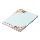 Monogram Pink Hibiskus Blume Tropenflora Notizblock (Rotiert)