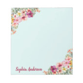 Monogram Pink Hibiskus Blume Tropenflora Notizblock (Vorderseite)