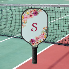 Monogram Pink Hibiskus Blume Tropenflora Pickleball Schläger