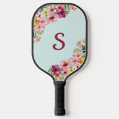 Monogram Pink Hibiskus Blume Tropenflora Pickleball Schläger (Vorderseite)