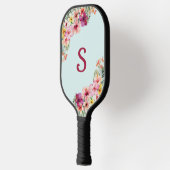 Monogram Pink Hibiskus Blume Tropenflora Pickleball Schläger (Links)