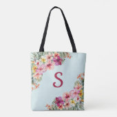 Monogram Pink Hibiskus Blume Tropenflora Tasche (Rückseite)