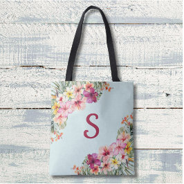 Monogram Pink Hibiskus Blume Tropenflora Tasche